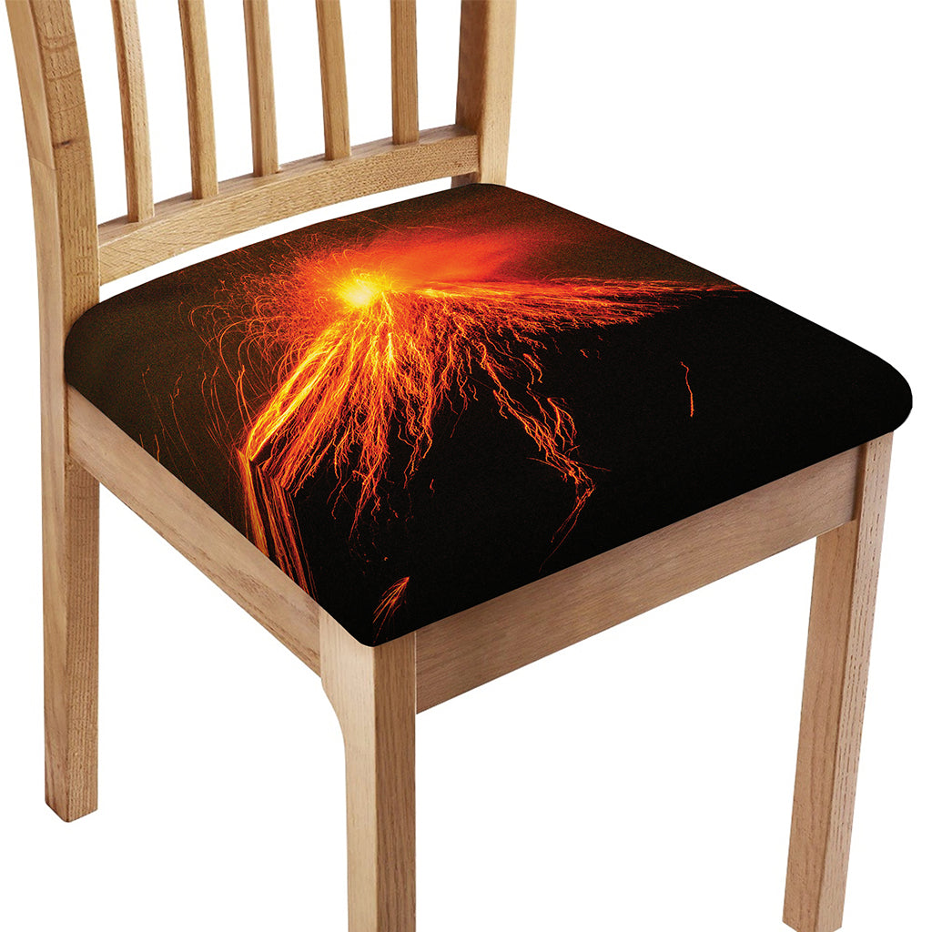 Fire Volcano Print Chair Cushion Cover