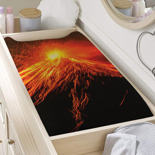 Fire Volcano Print Changing Pad Cover