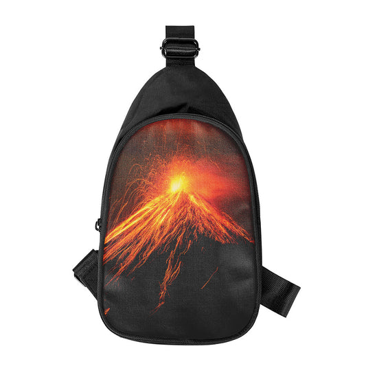 Fire Volcano Print Chest Bag