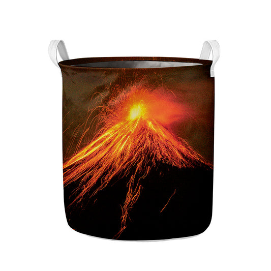 Fire Volcano Print Collapsible Laundry Basket