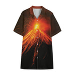 Fire Volcano Print Cotton Hawaiian Shirt