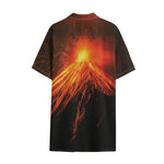 Fire Volcano Print Cotton Hawaiian Shirt