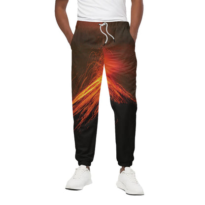 Fire Volcano Print Cotton Pants