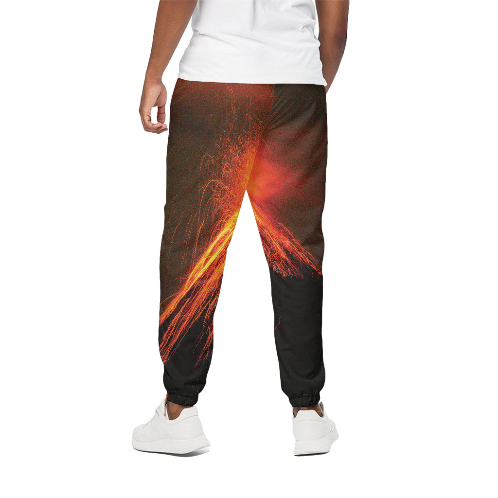 Fire Volcano Print Cotton Pants