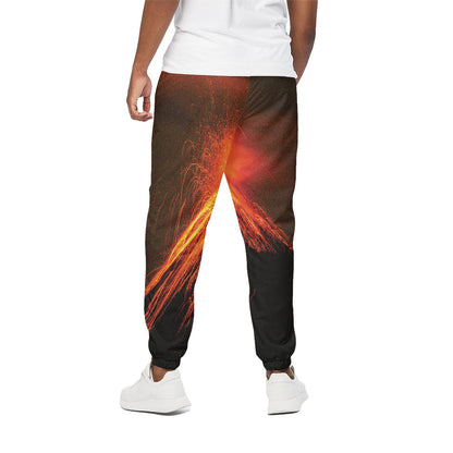 Fire Volcano Print Cotton Pants