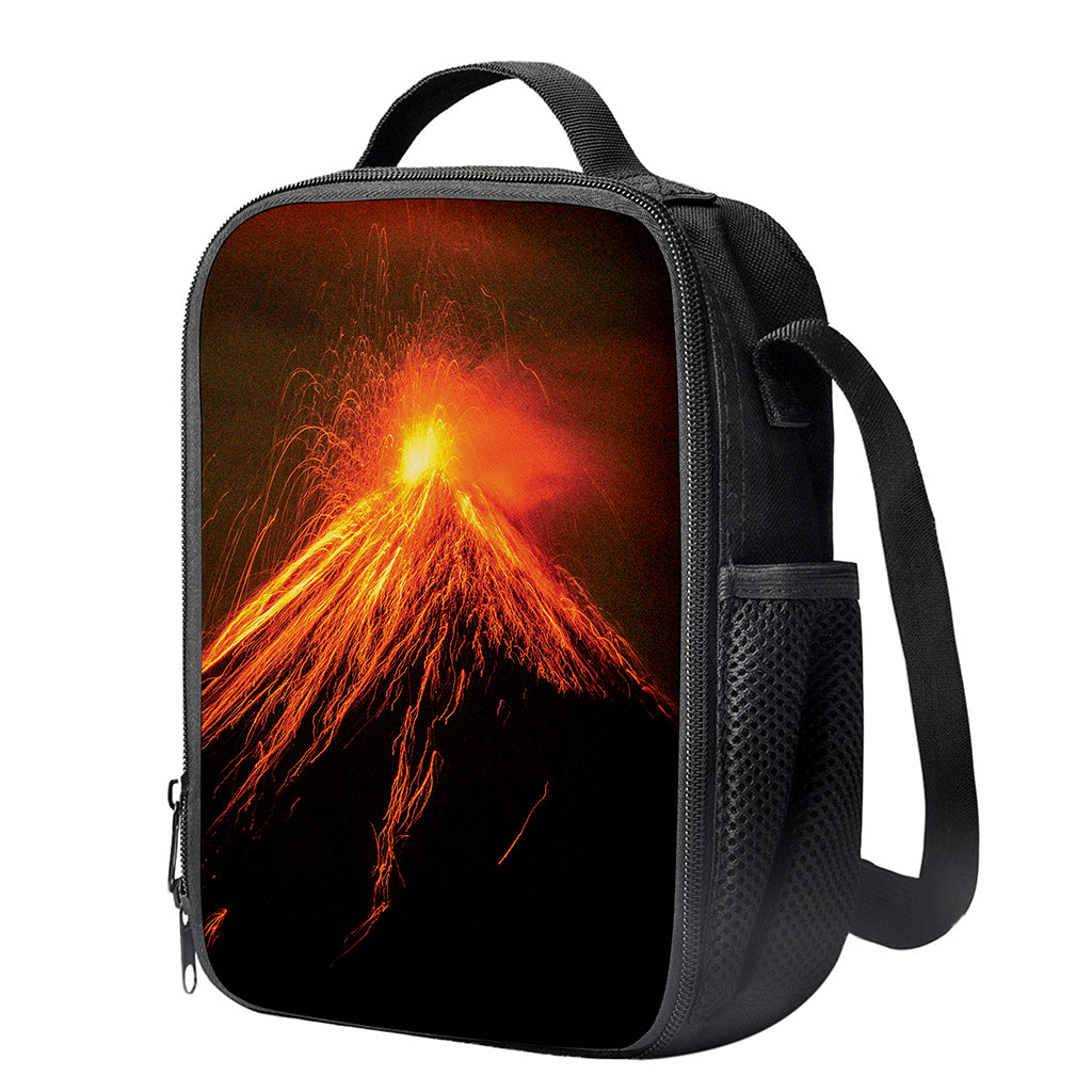 Fire Volcano Print Crossbody Lunch Bag