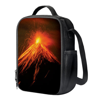 Fire Volcano Print Crossbody Lunch Bag