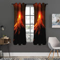 Fire Volcano Print Grommet Curtain Panels