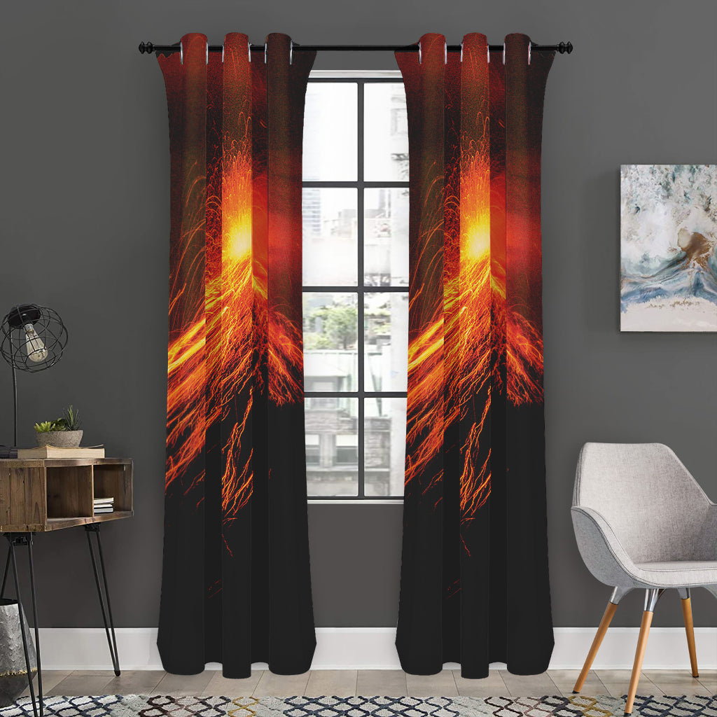 Fire Volcano Print Curtain