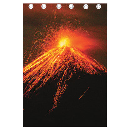 Fire Volcano Print Curtain