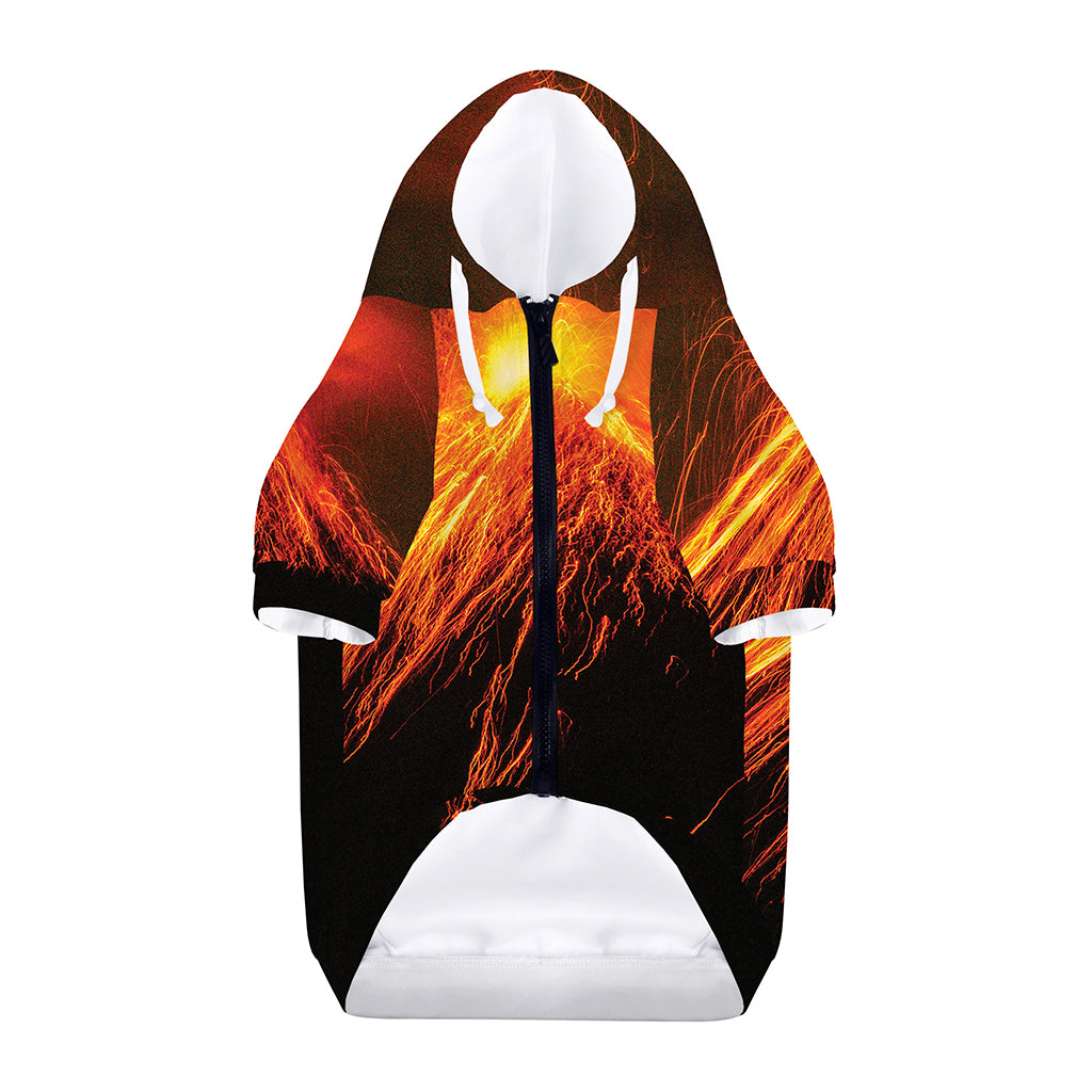 Fire Volcano Print Dog Zip Up Hoodie