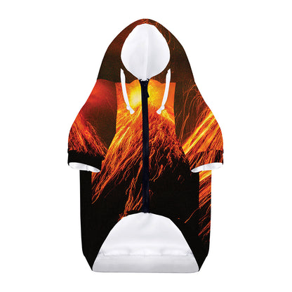 Fire Volcano Print Dog Zip Up Hoodie