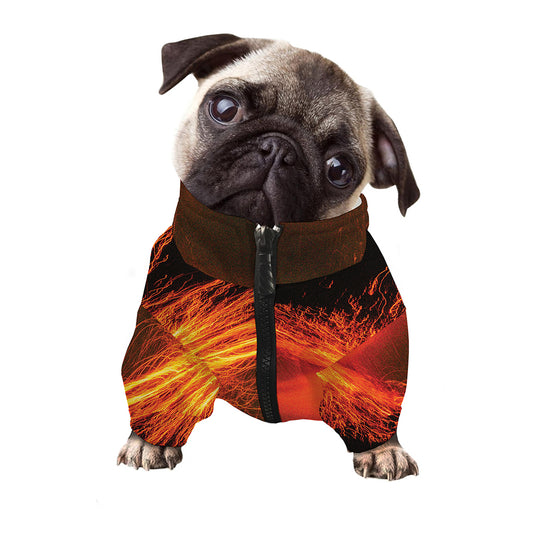 Fire Volcano Print Dog Zip Up Jacket