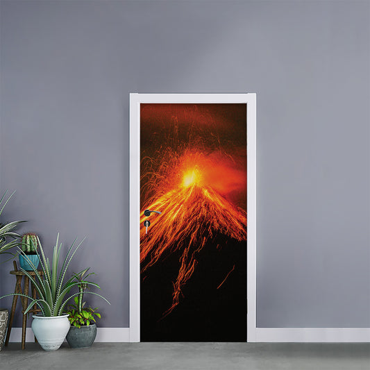 Fire Volcano Print Door Sticker