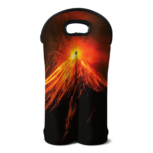 Fire Volcano Print Double Neoprene Wine Tote
