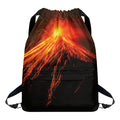 Fire Volcano Print Drawstring Backpack