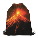 Fire Volcano Print Drawstring Bag