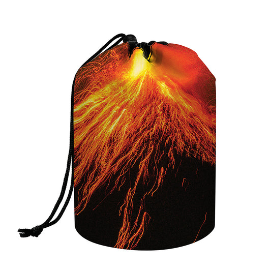 Fire Volcano Print Drawstring Makeup Bag
