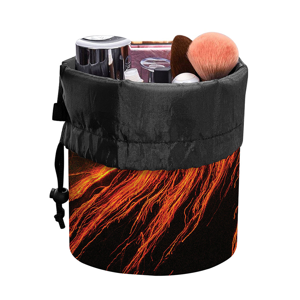 Fire Volcano Print Drawstring Makeup Bag