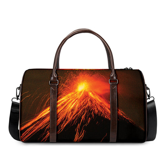 Fire Volcano Print Duffle Bag
