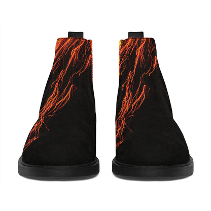 Fire Volcano Print Flat Ankle Boots