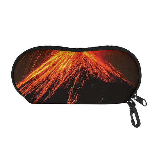 Fire Volcano Print Glasses Case
