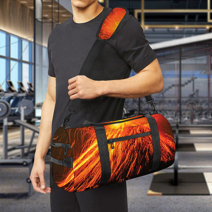 Fire Volcano Print Gym Bag