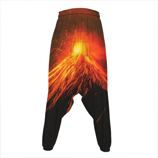 Fire Volcano Print Hammer Pants