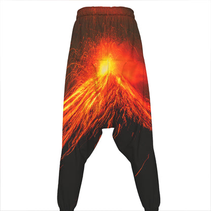 Fire Volcano Print Hammer Pants