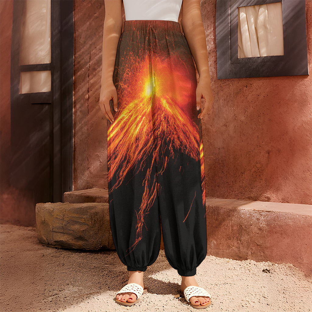 Fire Volcano Print Harem Pants