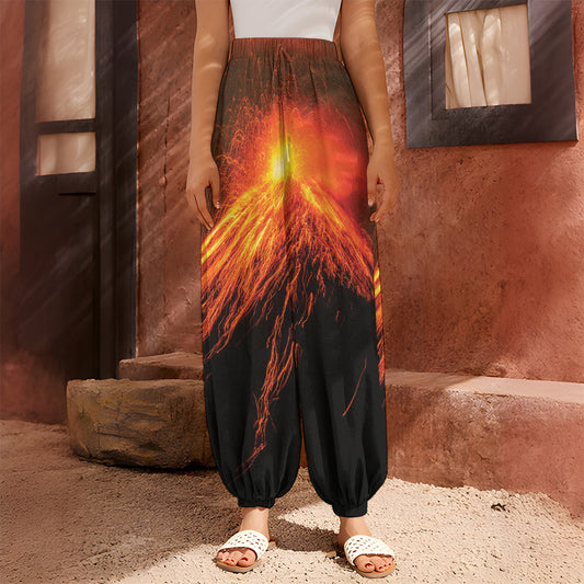 Fire Volcano Print Harem Pants