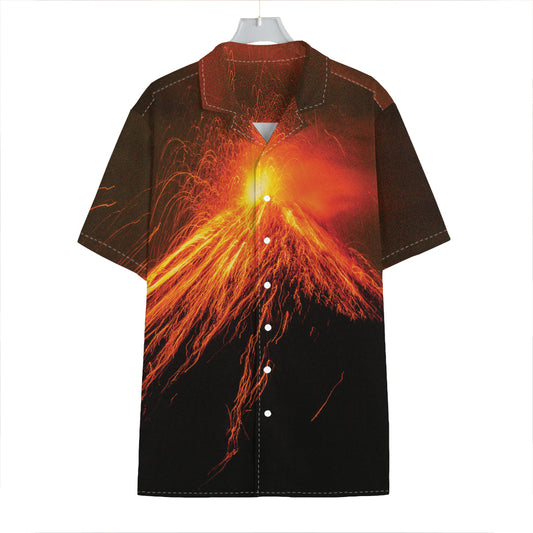 Fire Volcano Print Hawaiian Shirt
