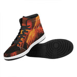Fire Volcano Print High Top Leather Sneakers