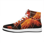 Fire Volcano Print High Top Leather Sneakers