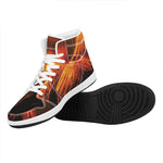 Fire Volcano Print High Top Leather Sneakers