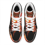 Fire Volcano Print High Top Leather Sneakers