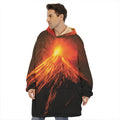 Fire Volcano Print Hoodie Blanket