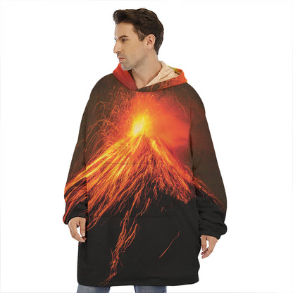 Fire Volcano Print Hoodie Blanket