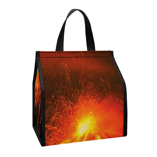 Fire Volcano Print Insulated Lunch Tote