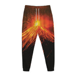 Fire Volcano Print Jogger Pants