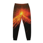 Fire Volcano Print Jogger Pants