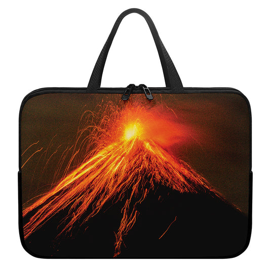 Fire Volcano Print Laptop Sleeve With Handle