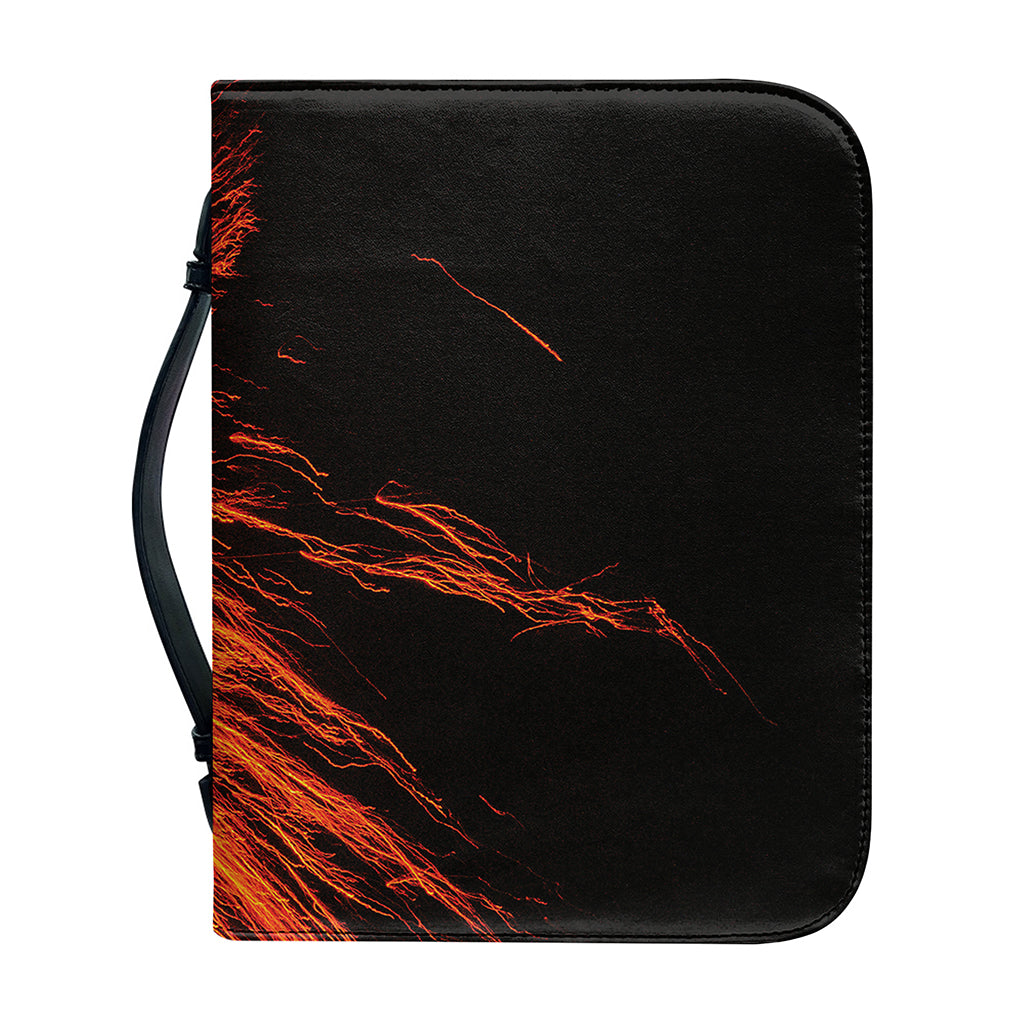 Fire Volcano Print Leather Bible Cover