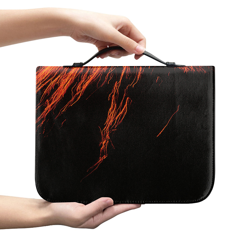 Fire Volcano Print Leather Bible Cover