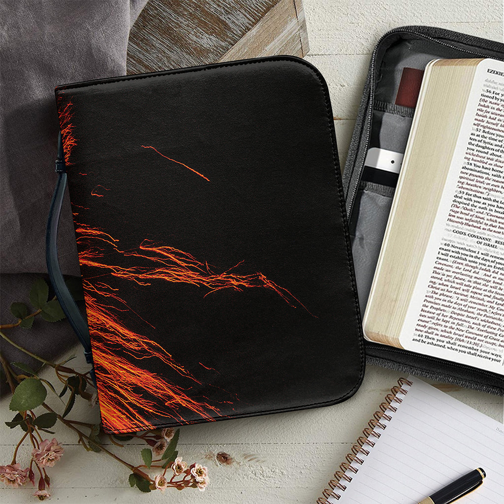 Fire Volcano Print Leather Bible Cover