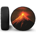 Fire Volcano Print Leather Spare Tire Cover