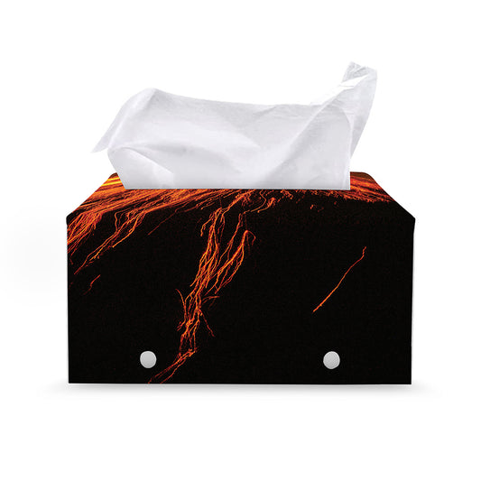 Fire Volcano Print Leather Tissue Box Cover