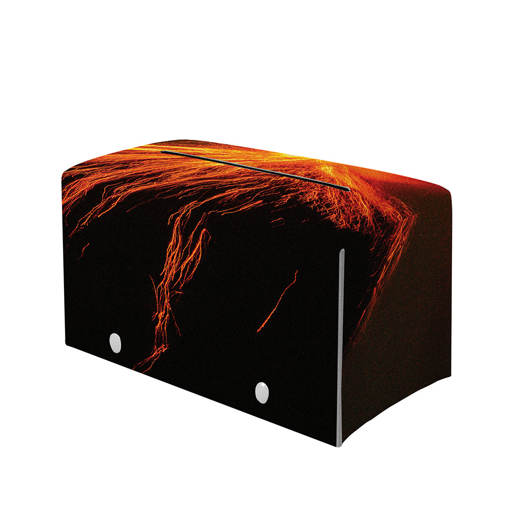 Fire Volcano Print Leather Tissue Box Cover