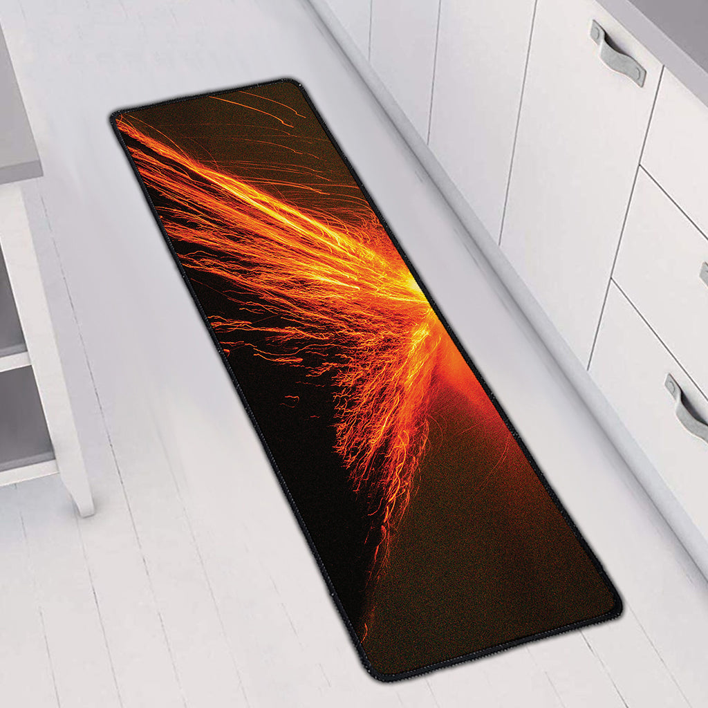 Fire Volcano Print Long Kitchen Mat