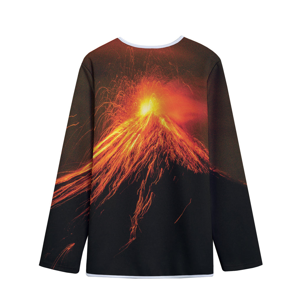 Fire Volcano Print Long Sleeve Short Coat